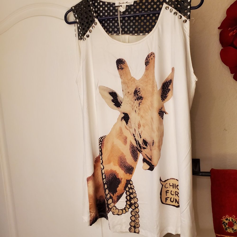 Paradis Miss Sleeveless Blouse/Top - Size L - Giraffe 'Chic For Fun'